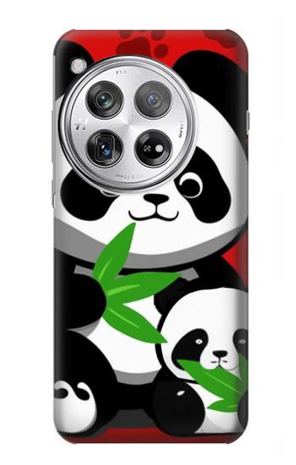 W3929 Cute Panda Eating Bamboo Hülle Schutzhülle Taschen und Leder Flip für OnePlus 12