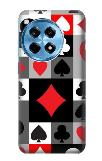 W3463 Poker Card Suit Hülle Schutzhülle Taschen und Leder Flip für OnePlus 12R