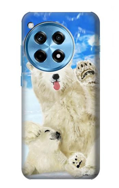 W3794 Arctic Polar Bear and Seal Paint Hülle Schutzhülle Taschen und Leder Flip für OnePlus 12R