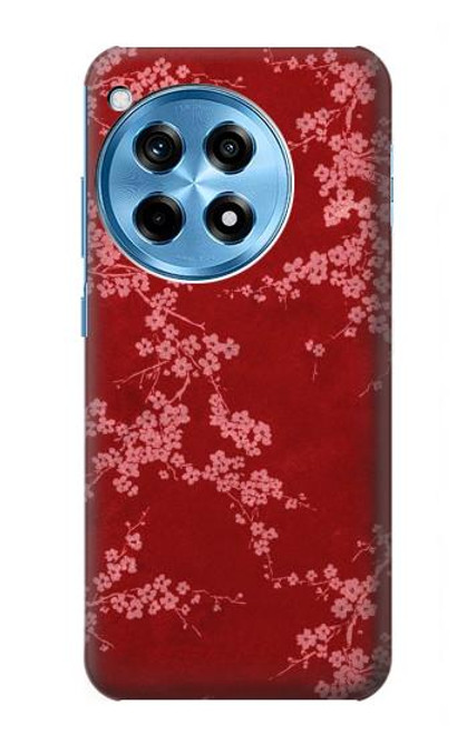 W3817 Red Floral Cherry blossom Pattern Hülle Schutzhülle Taschen und Leder Flip für OnePlus 12R