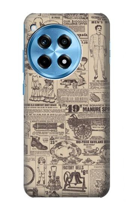 W3819 Retro Vintage Paper Hülle Schutzhülle Taschen und Leder Flip für OnePlus 12R