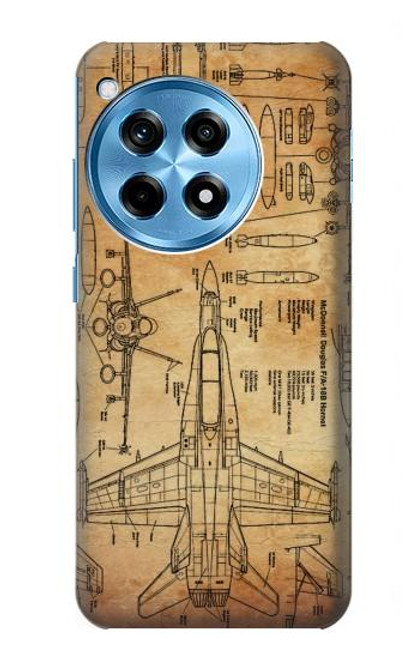 W3868 Aircraft Blueprint Old Paper Hülle Schutzhülle Taschen und Leder Flip für OnePlus 12R