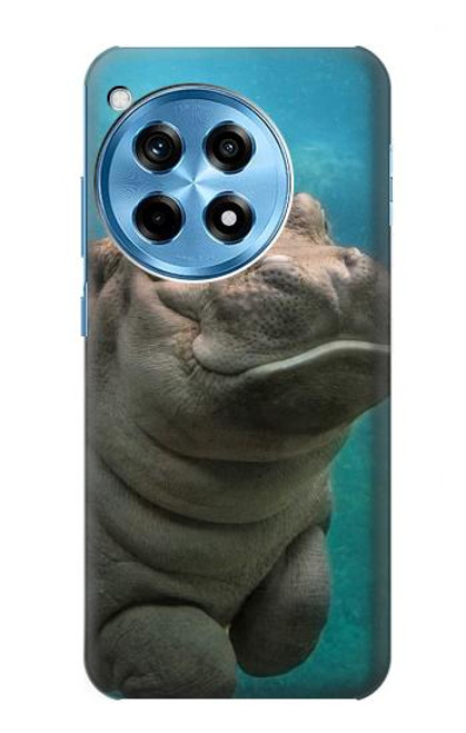 W3871 Cute Baby Hippo Hippopotamus Hülle Schutzhülle Taschen und Leder Flip für OnePlus 12R