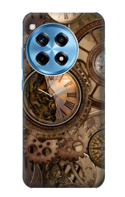 W3927 Compass Clock Gage Steampunk Hülle Schutzhülle Taschen und Leder Flip für OnePlus 12R