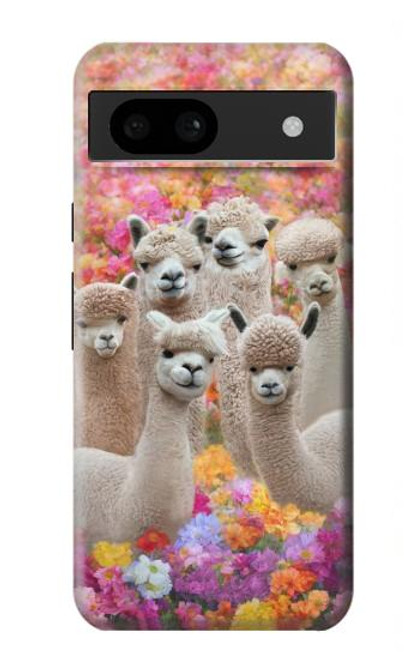 W3916 Alpaca Family Baby Alpaca Hülle Schutzhülle Taschen und Leder Flip für Google Pixel 8a