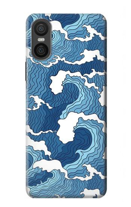 W3751 Wave Pattern Hülle Schutzhülle Taschen und Leder Flip für Sony Xperia 10 VI