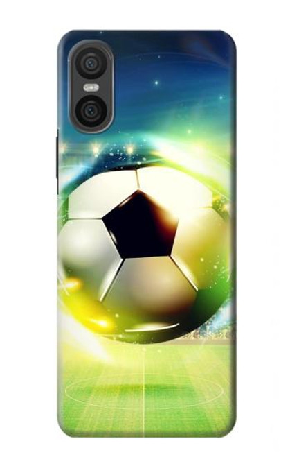 W3844 Glowing Football Soccer Ball Hülle Schutzhülle Taschen und Leder Flip für Sony Xperia 10 VI