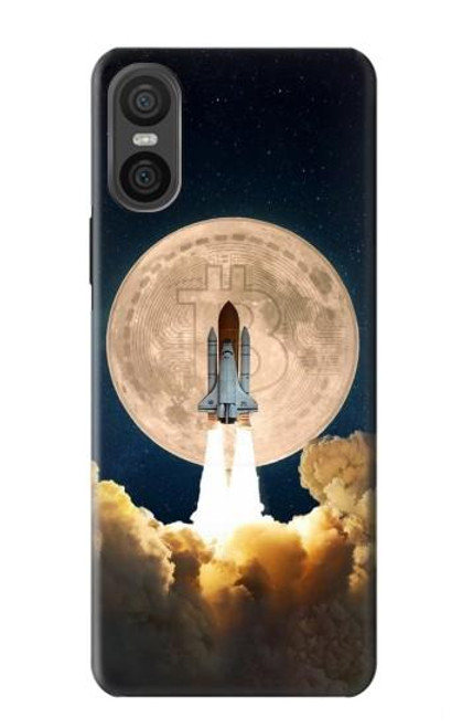 W3859 Bitcoin to the Moon Hülle Schutzhülle Taschen und Leder Flip für Sony Xperia 10 VI