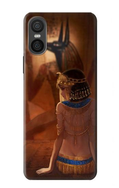 W3919 Egyptian Queen Cleopatra Anubis Hülle Schutzhülle Taschen und Leder Flip für Sony Xperia 10 VI