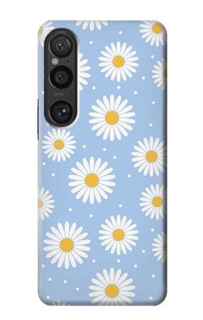 W3681 Daisy Flowers Pattern Hülle Schutzhülle Taschen und Leder Flip für Sony Xperia 1 VI