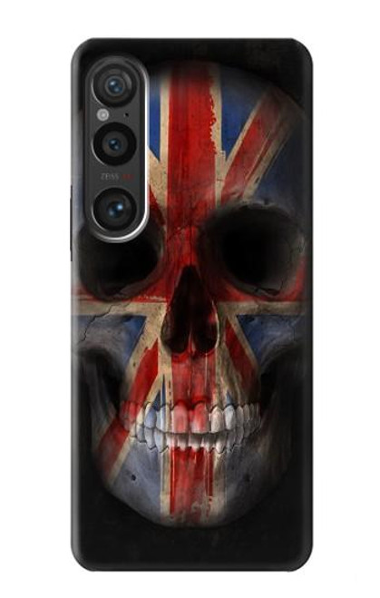 W3848 United Kingdom Flag Skull Hülle Schutzhülle Taschen und Leder Flip für Sony Xperia 1 VI