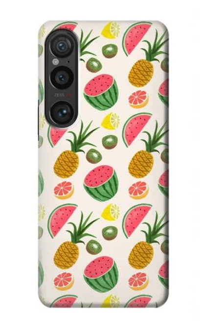 W3883 Fruit Pattern Hülle Schutzhülle Taschen und Leder Flip für Sony Xperia 1 VI