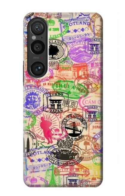 W3904 Travel Stamps Hülle Schutzhülle Taschen und Leder Flip für Sony Xperia 1 VI