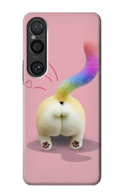 W3923 Cat Bottom Rainbow Tail Hülle Schutzhülle Taschen und Leder Flip für Sony Xperia 1 VI