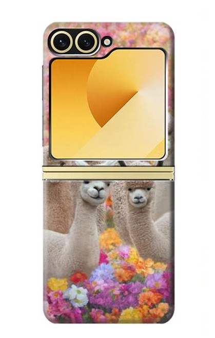 W3916 Alpaca Family Baby Alpaca Hülle Schutzhülle Taschen und Leder Flip für Samsung Galaxy Z Flip 6