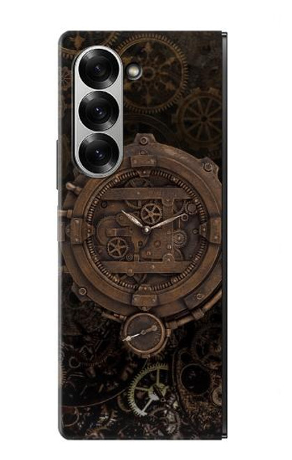 W3902 Steampunk Clock Gear Hülle Schutzhülle Taschen und Leder Flip für Samsung Galaxy Z Fold 6