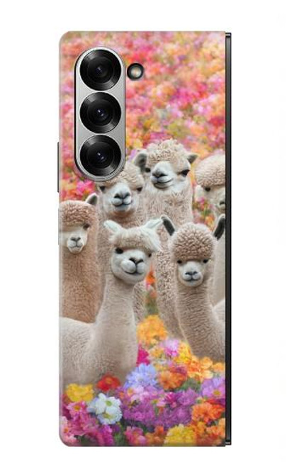 W3916 Alpaca Family Baby Alpaca Hülle Schutzhülle Taschen und Leder Flip für Samsung Galaxy Z Fold 6