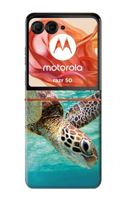 W1377 Ocean Sea Turtle Hülle Schutzhülle Taschen und Leder Flip für Motorola Razr 50