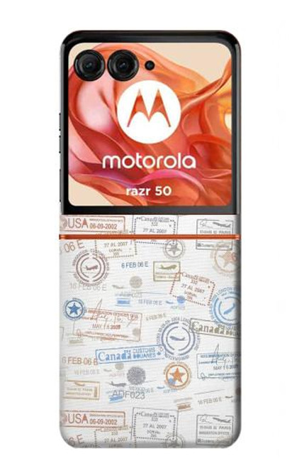 W3903 Travel Stamps Hülle Schutzhülle Taschen und Leder Flip für Motorola Razr 50