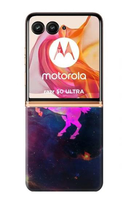 W2486 Rainbow Unicorn Nebula Space Hülle Schutzhülle Taschen und Leder Flip für Motorola Razr 50 Ultra