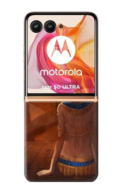 W3919 Egyptian Queen Cleopatra Anubis Hülle Schutzhülle Taschen und Leder Flip für Motorola Razr 50 Ultra