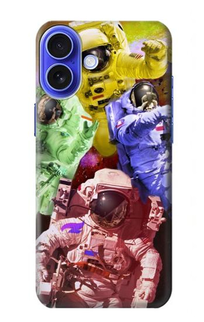 W3914 Colorful Nebula Astronaut Suit Galaxy Hülle Schutzhülle Taschen und Leder Flip für iPhone 16