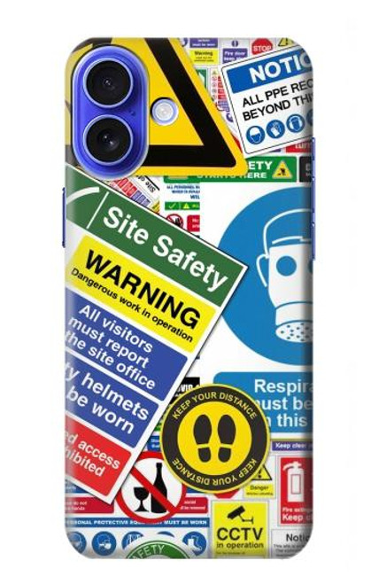 W3960 Safety Signs Sticker Collage Hülle Schutzhülle Taschen und Leder Flip für iPhone 16