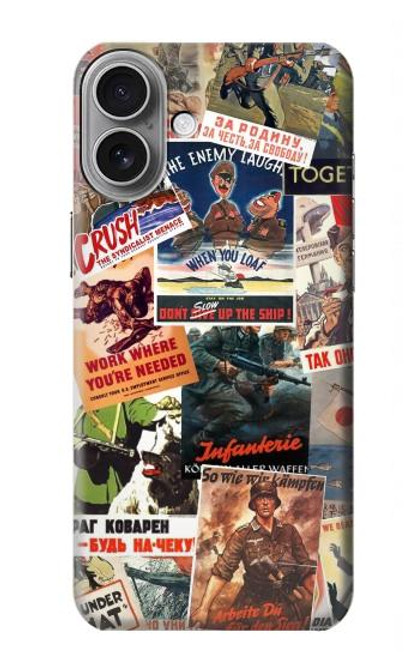 W3905 Vintage Army Poster Hülle Schutzhülle Taschen und Leder Flip für iPhone 16 plus