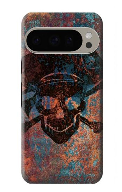 W3895 Pirate Skull Metal Hülle Schutzhülle Taschen und Leder Flip für Google Pixel 9 Pro