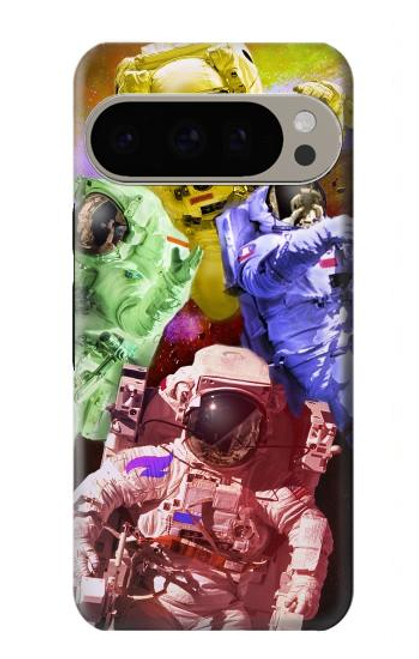 W3914 Colorful Nebula Astronaut Suit Galaxy Hülle Schutzhülle Taschen und Leder Flip für Google Pixel 9 Pro