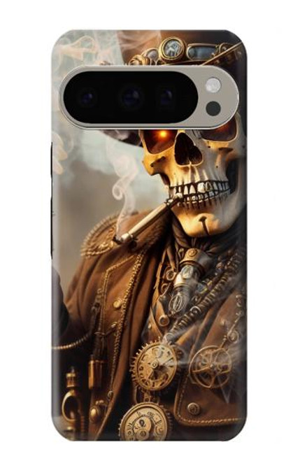 W3949 Steampunk Skull Smoking Hülle Schutzhülle Taschen und Leder Flip für Google Pixel 9 Pro