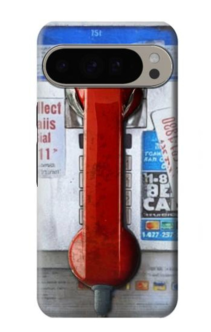 W3925 Collage Vintage Pay Phone Hülle Schutzhülle Taschen und Leder Flip für Google Pixel 9 Pro XL