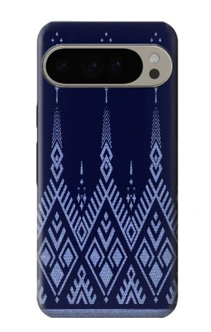 W3950 Textile Thai Blue Pattern Hülle Schutzhülle Taschen und Leder Flip für Google Pixel 9 Pro XL