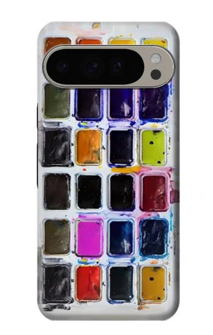 W3956 Watercolor Palette Box Graphic Hülle Schutzhülle Taschen und Leder Flip für Google Pixel 9 Pro XL