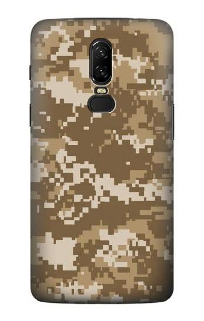 W3294 Army Desert Tan Coyote Camo Camouflage Hülle Schutzhülle Taschen und Leder Flip für OnePlus 6