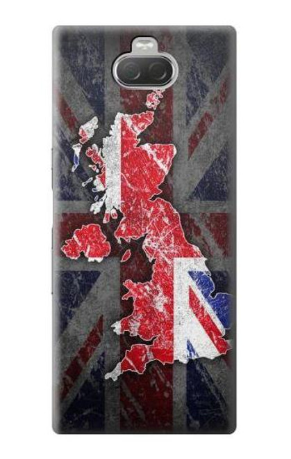 W2936 UK British Flag Map Hülle Schutzhülle Taschen und Leder Flip für Sony Xperia 10