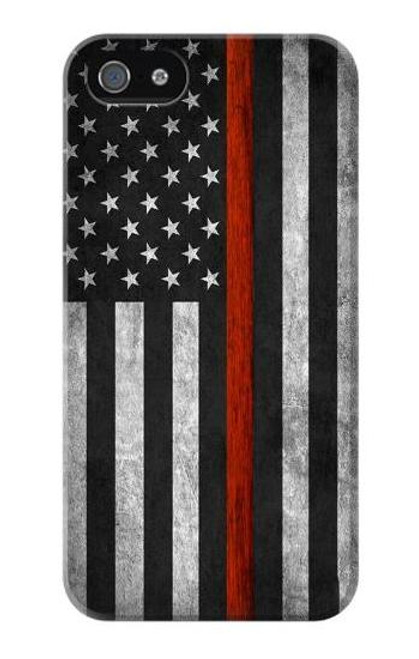 W3472 Firefighter Thin Red Line Flag Hülle Schutzhülle Taschen und Leder Flip für iPhone 4 4S