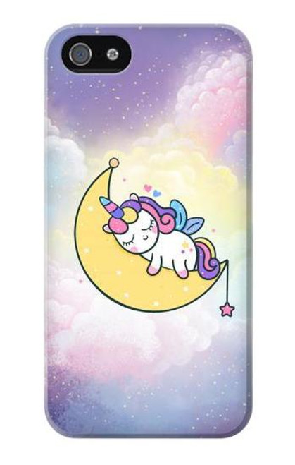 W3485 Cute Unicorn Sleep Hülle Schutzhülle Taschen und Leder Flip für iPhone 4 4S