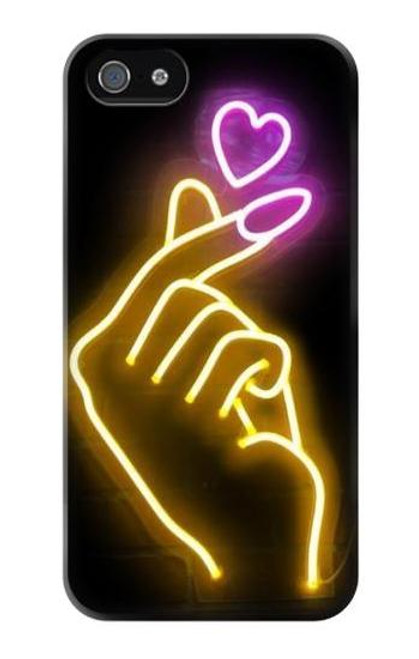 W3512 Cute Mini Heart Neon Graphic Hülle Schutzhülle Taschen und Leder Flip für iPhone 4 4S