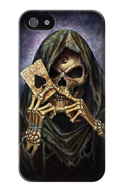 W3594 Grim Reaper Wins Poker Hülle Schutzhülle Taschen und Leder Flip für iPhone 4 4S