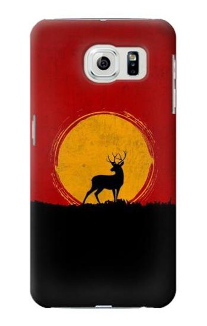 W3513 Deer Sunset Hülle Schutzhülle Taschen und Leder Flip für Samsung Galaxy S6