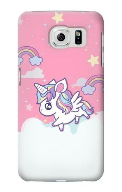 W3518 Unicorn Cartoon Hülle Schutzhülle Taschen und Leder Flip für Samsung Galaxy S6
