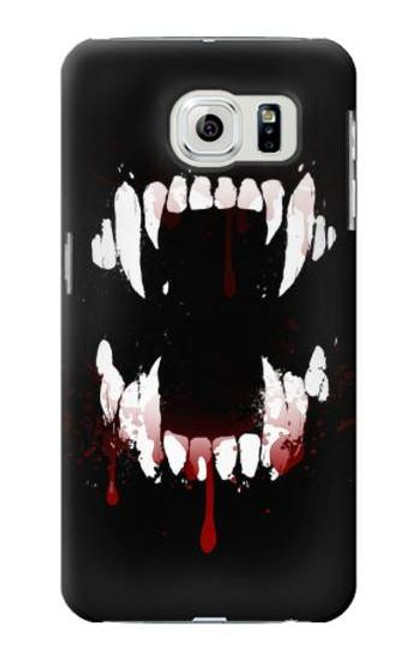 W3527 Vampire Teeth Bloodstain Hülle Schutzhülle Taschen und Leder Flip für Samsung Galaxy S6