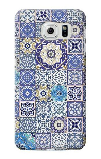 W3537 Moroccan Mosaic Pattern Hülle Schutzhülle Taschen und Leder Flip für Samsung Galaxy S6