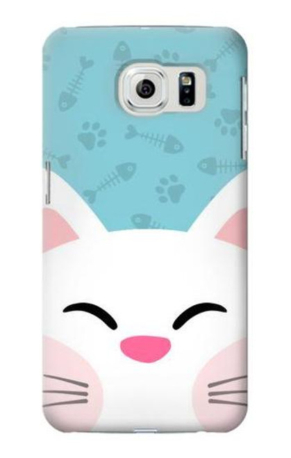W3542 Cute Cat Cartoon Hülle Schutzhülle Taschen und Leder Flip für Samsung Galaxy S6