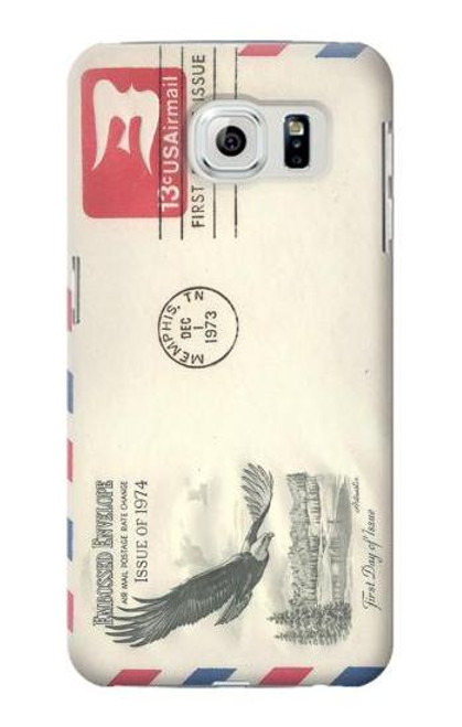 W3551 Vintage Airmail Envelope Art Hülle Schutzhülle Taschen und Leder Flip für Samsung Galaxy S6
