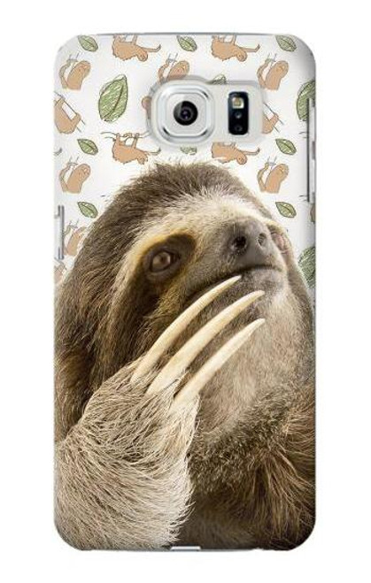 W3559 Sloth Pattern Hülle Schutzhülle Taschen und Leder Flip für Samsung Galaxy S6