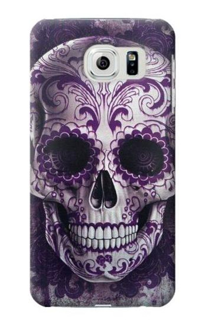W3582 Purple Sugar Skull Hülle Schutzhülle Taschen und Leder Flip für Samsung Galaxy S6