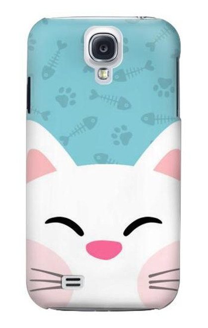 W3542 Cute Cat Cartoon Hülle Schutzhülle Taschen und Leder Flip für Samsung Galaxy S4