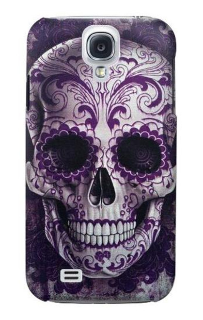 W3582 Purple Sugar Skull Hülle Schutzhülle Taschen und Leder Flip für Samsung Galaxy S4